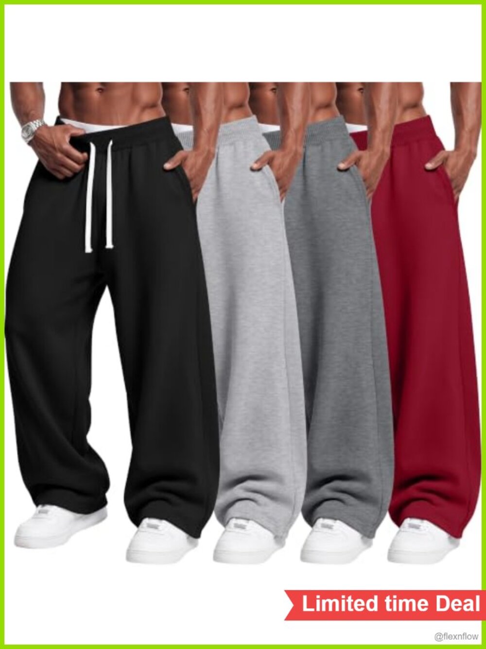Men's 4 Pack Open Bottom Sweatpants with Pockets Joggers